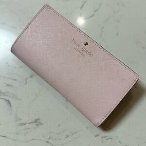 Large Slim Kate Spade Wallet in Light Pink
